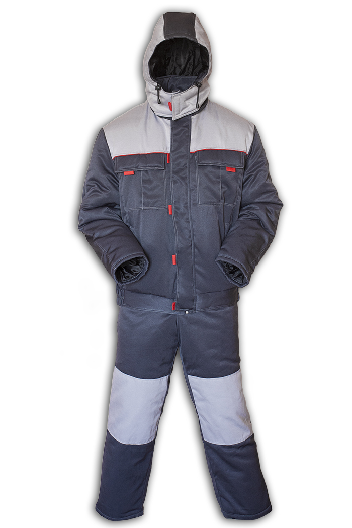 Костюм утепленный куртка+п/комб "Фаворит" тем.серый/серый/красный