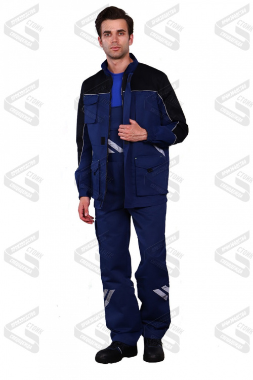 Костюм "Ф-1" (куртка+п/к синий +черный, с СОП ткань смесовая, пл. 240 г/м², 35% хб 65% пэ.) ЗМим-1